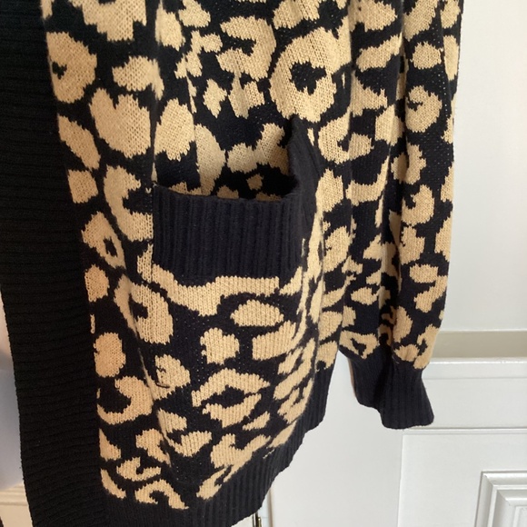 NWT Sugar POP leopard cotton blend cardigan sweater with large pockets size Med - Picture 6 of 16